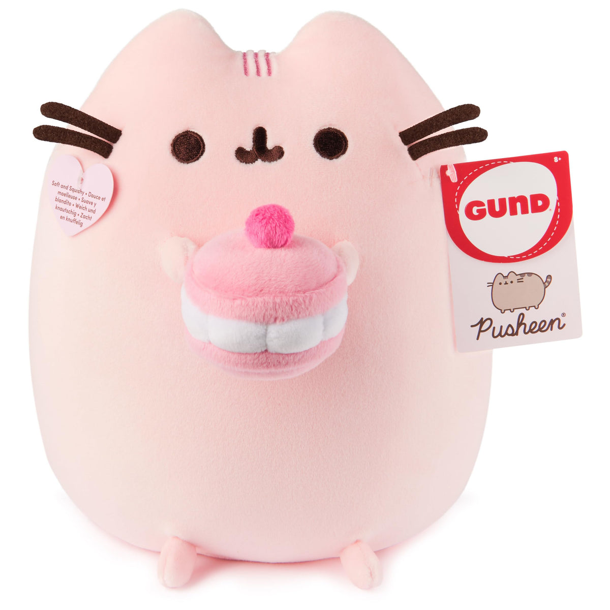 GUND Pusheen Cherry Macaron Squisheen 9.5-Inch Squishy Plush Toy; Ages 8+