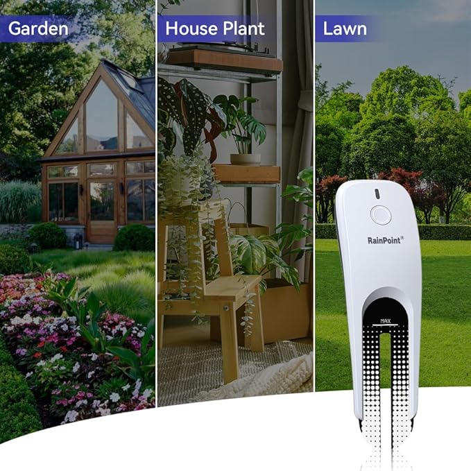 RAINPOINT Wi-Fi Soil Moisture Meter Plants - Hygrometer, Room Thermometer Indoor Soil Tester, Smart Plant Sensor, Temperature Humidity Monitor for Garden with 2.4 GHz Mini Wi-Fi Smart Gateway Hub