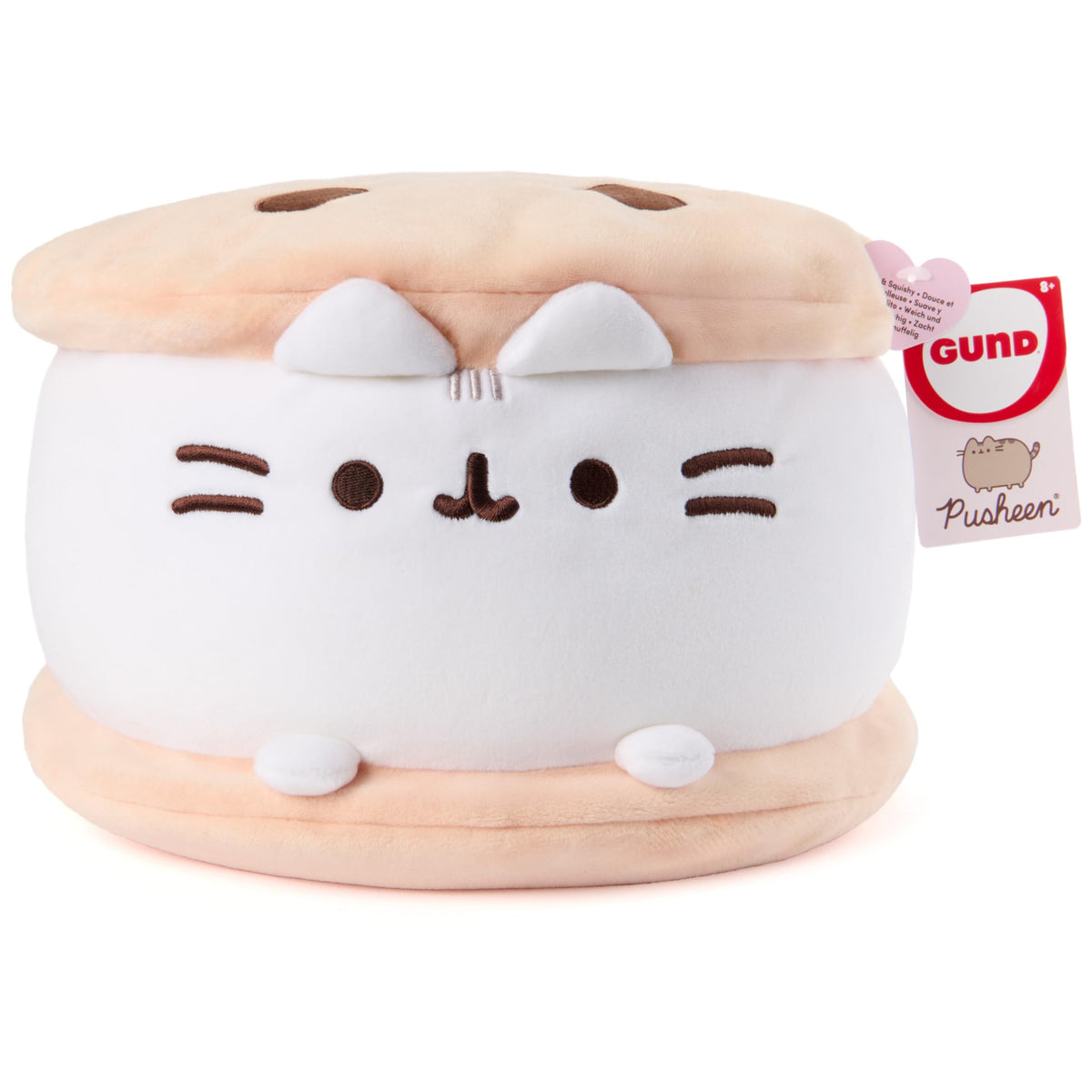 GUND Pusheen Cookie Ice Cream Sandwich Squisheen 11" Squishy Plush; Ages 8+