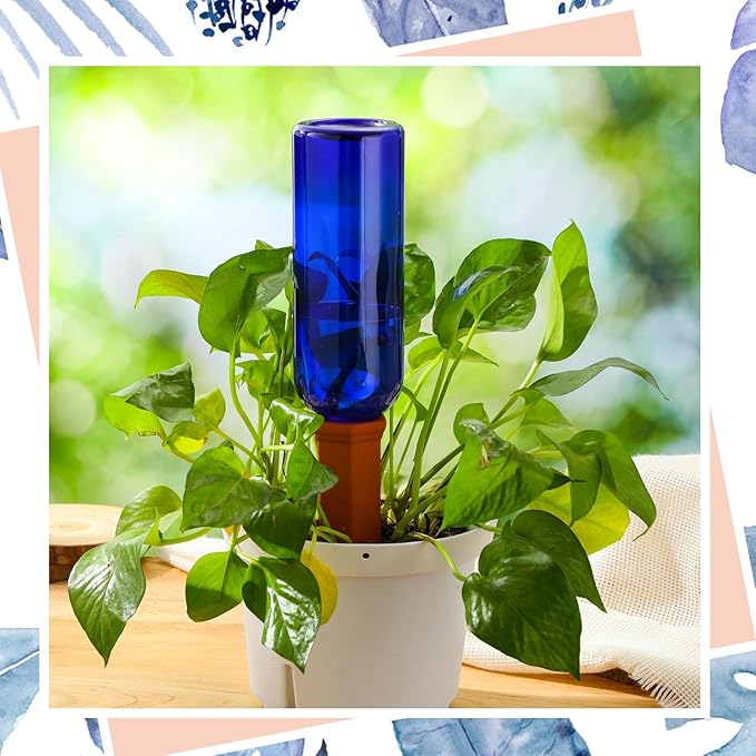 3 Sets Plant Watering Devices Terracotta 26 oz Self Watering Spikes Plastic Wine Bottles Slow Release Vacation Insert Automatic Plant Pot Waterer Device for Indoor Outdoor Garden