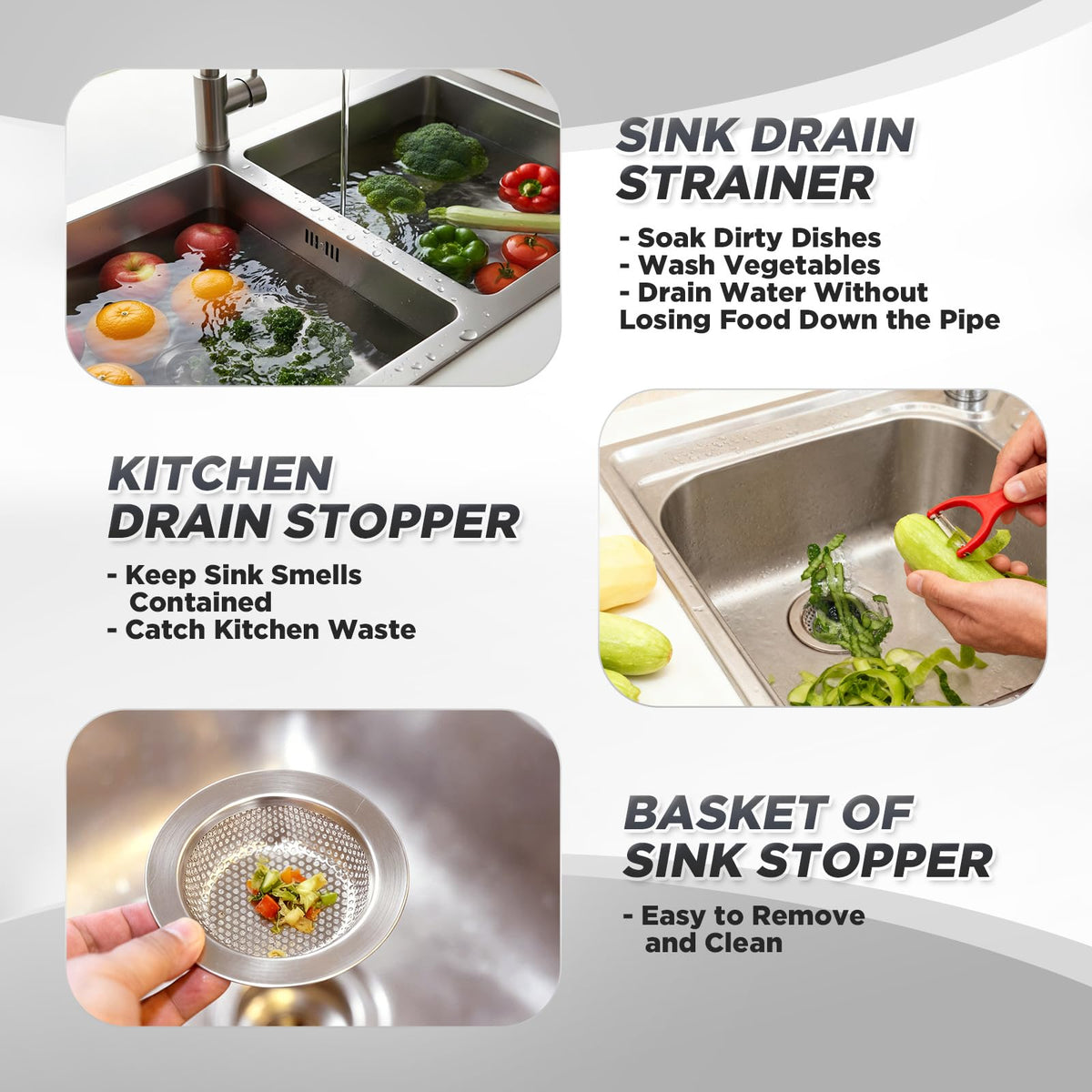 Yiyiring 4 Pcs Brushed Silver Garbage Disposal Splash Guard and Stopper