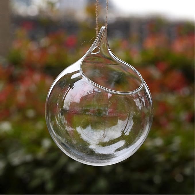Ivolador Hanging Planter Glass Terrarium Container Air Plant Holder Succulents Globe Shape Home Garden Decor-4.7 Inches-3PCS