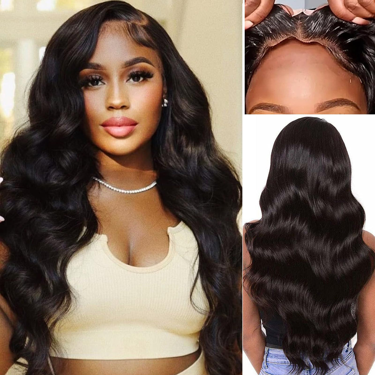 Ulovmly 20 Inch 5X5 Body Wave Closure Wig Wear And Go Glueless Wigs Human Hair With Elastic Band 5X5 Hd Lace Closure Wigs Human