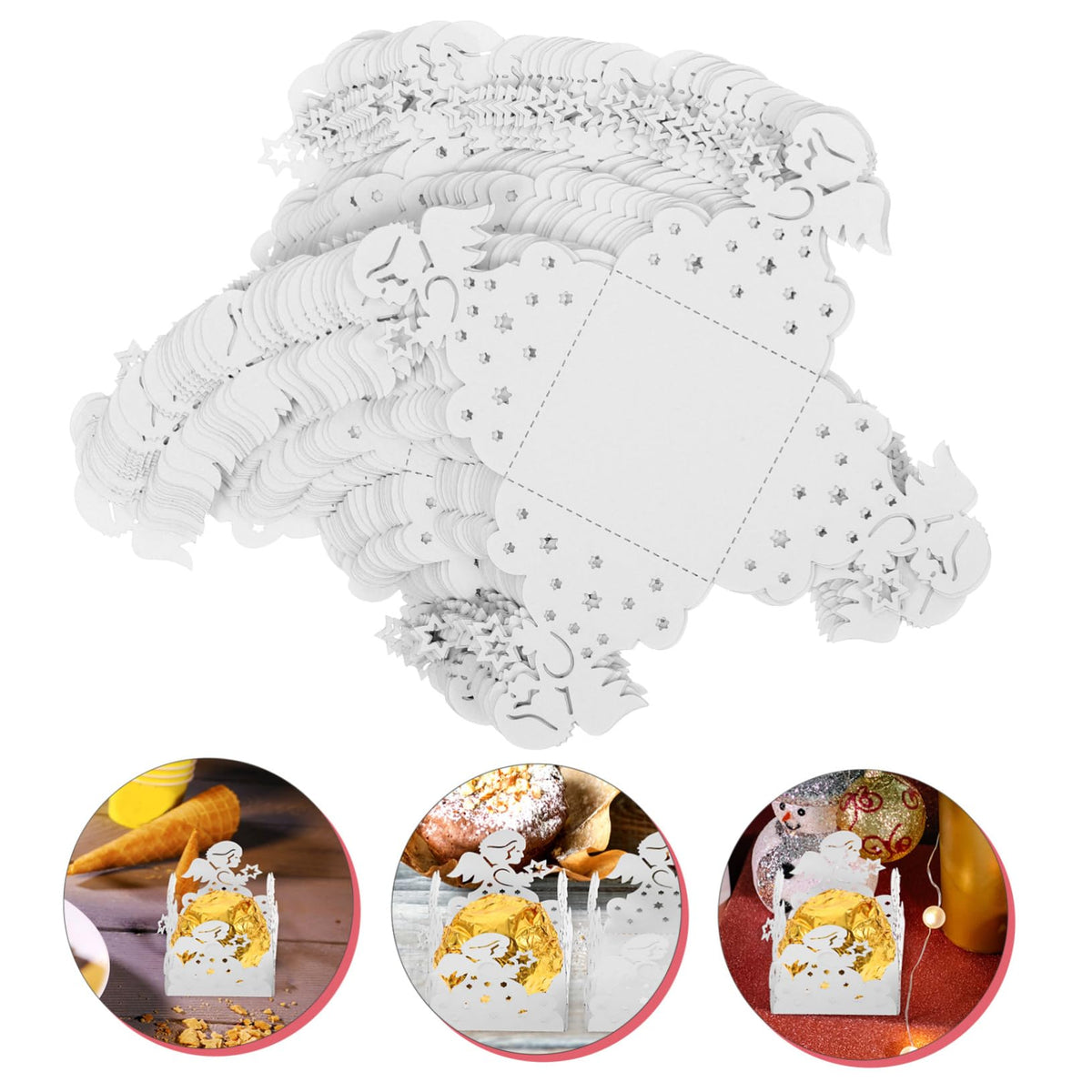 COOLHIYA 50pcs Elegant Truffle Cups Decorative Holders for Weddings Parties Events Chocolate Packaging Paper Unique Design for and