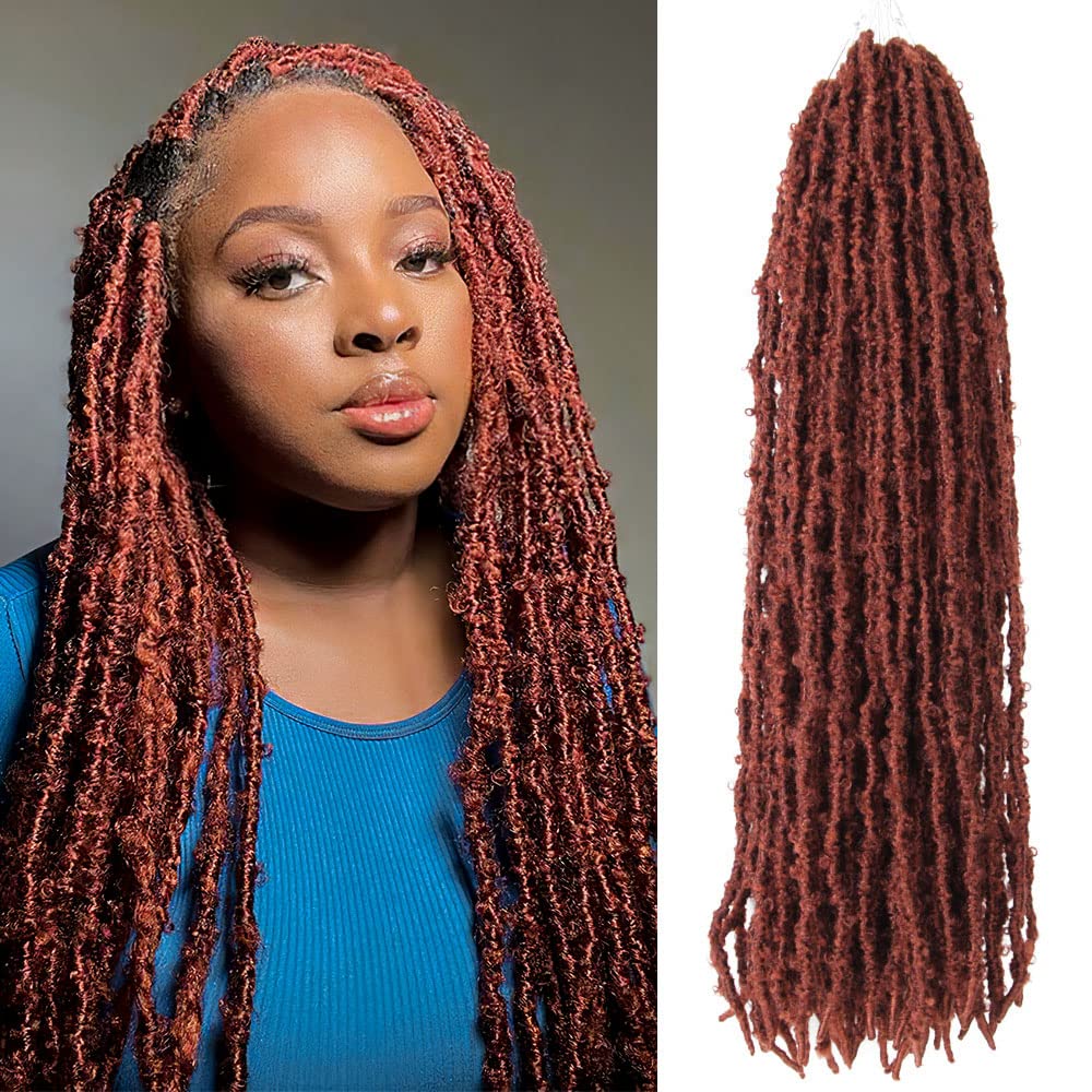 24 Inch Light Weight Butterfly Locs Crochet Hair 6 Packs Long Ginger Distressed Butterfly Faux Locs Crochet Hair, 350#