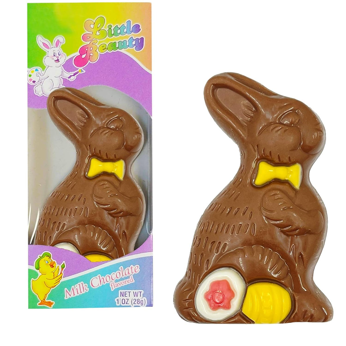 24-Count Fruidles Milk Chocolate Easter Bunny Holiday Treats, Decorated Solid Smooth Milk Chocolate, Party Bag Fillers, Individually Boxed, Kosher
