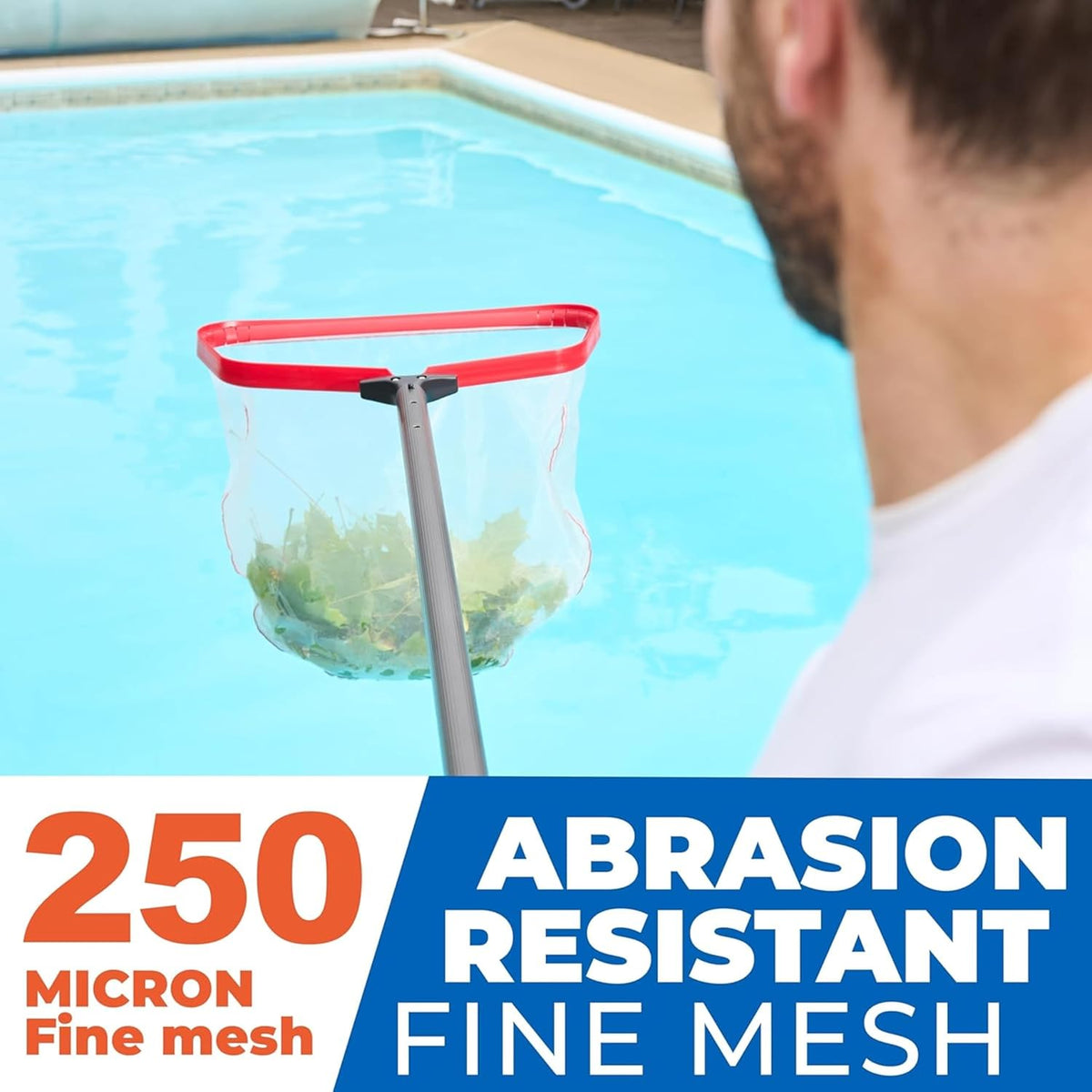 ProTuff 17" Silt Net Pool Skimmer – 2 Year Unconditional Free Replacement – Durable Fine Mesh Net for Silt & Debris – Heavy-Duty Aluminum Frame, Deep Bag for Easy Cleaning