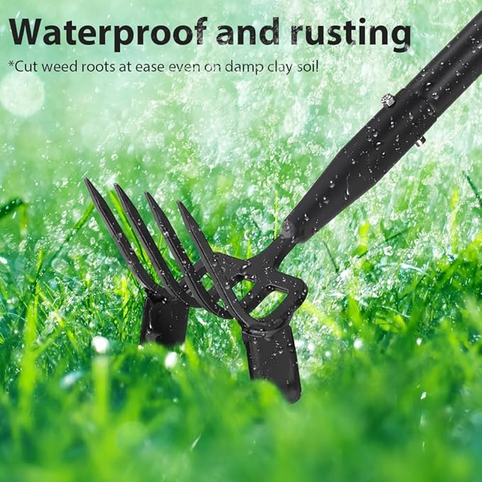Upgraded Hula Hoe and Garden Hoe, Stirrup Hoe with Adjustable Handle for Weeding Digger loosening Soil Metal Garden Cultivator Hula Hoe with Rake Tiller Cultivator (30-62 Inch)