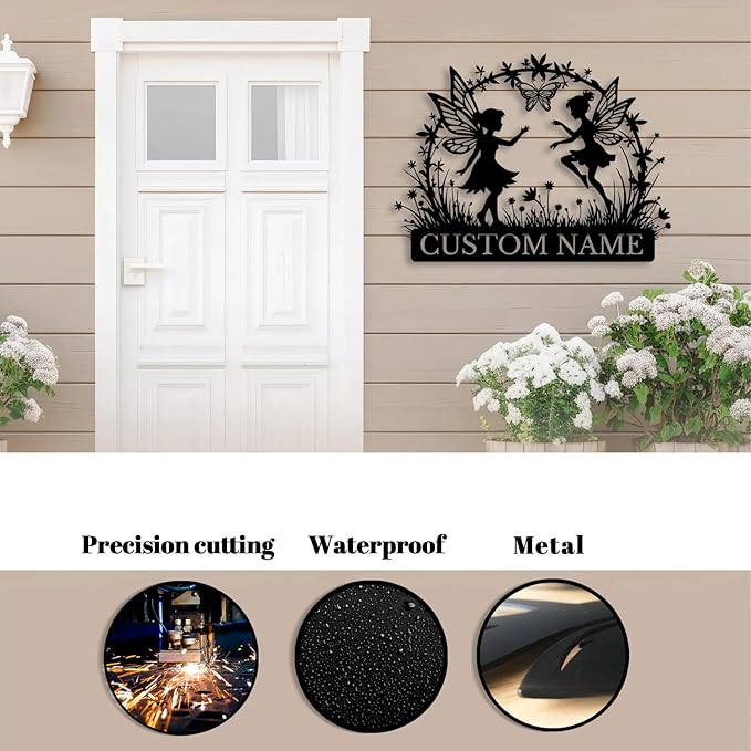 Custom Butterfly Metal Sign,Personalized Butterfly House Number Signs,Personalized Gardener Name Sign,Garden Patio Wall Decor (Style-2)