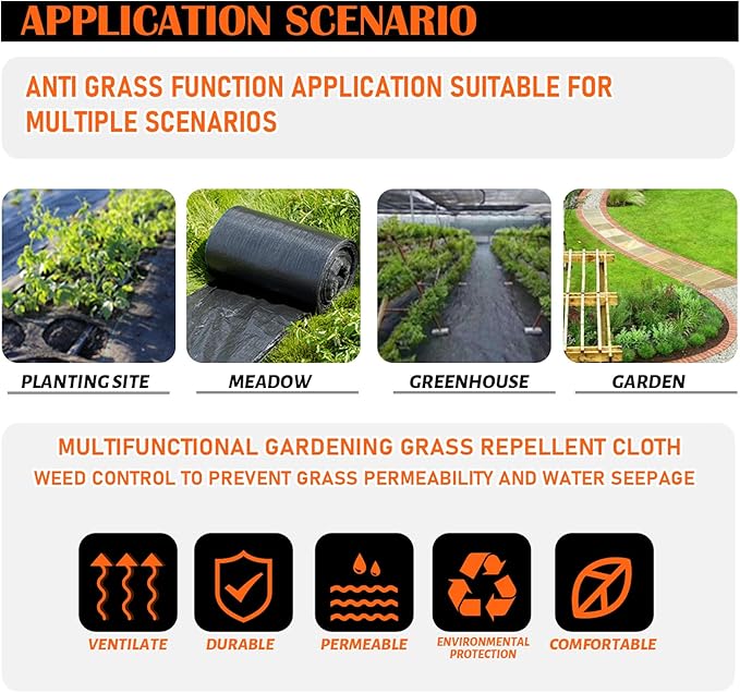 3Size Weed Barrier Landscape Fabric Heavy Duty Woven Ground Cover Weed Cloth Geotextile Fabric Driveway Fabric (3x100FT)