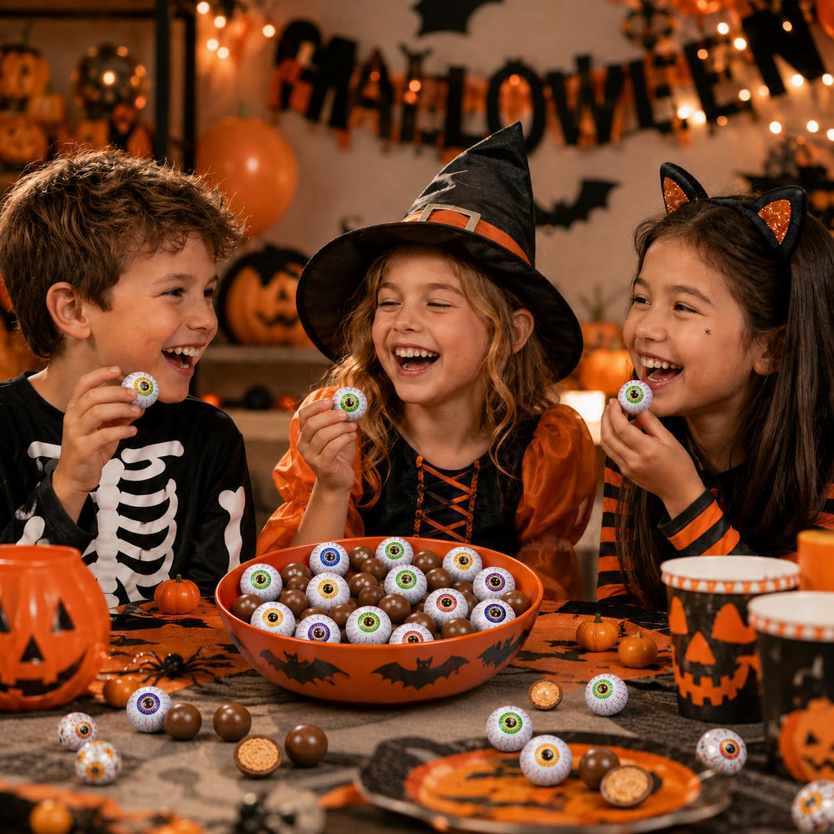 5 Pounds Fruidles Halloween Peanut Butter Spooky Eye Balls, Trick-Or-Treat Party Bag Fillers, individually Wrapped in Multi-Color Eye Design Foils