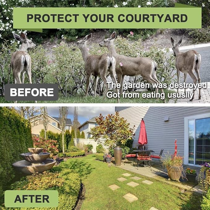 Deer Repellent, Rabbit Repellent Outdoor, Deer Deterrent for Plants, Keep Rabbits Out of Backyard, Deer and Rabbit Repellant, Deer Repellant Balls for Flowers Shrubs & Trees-8 Packs