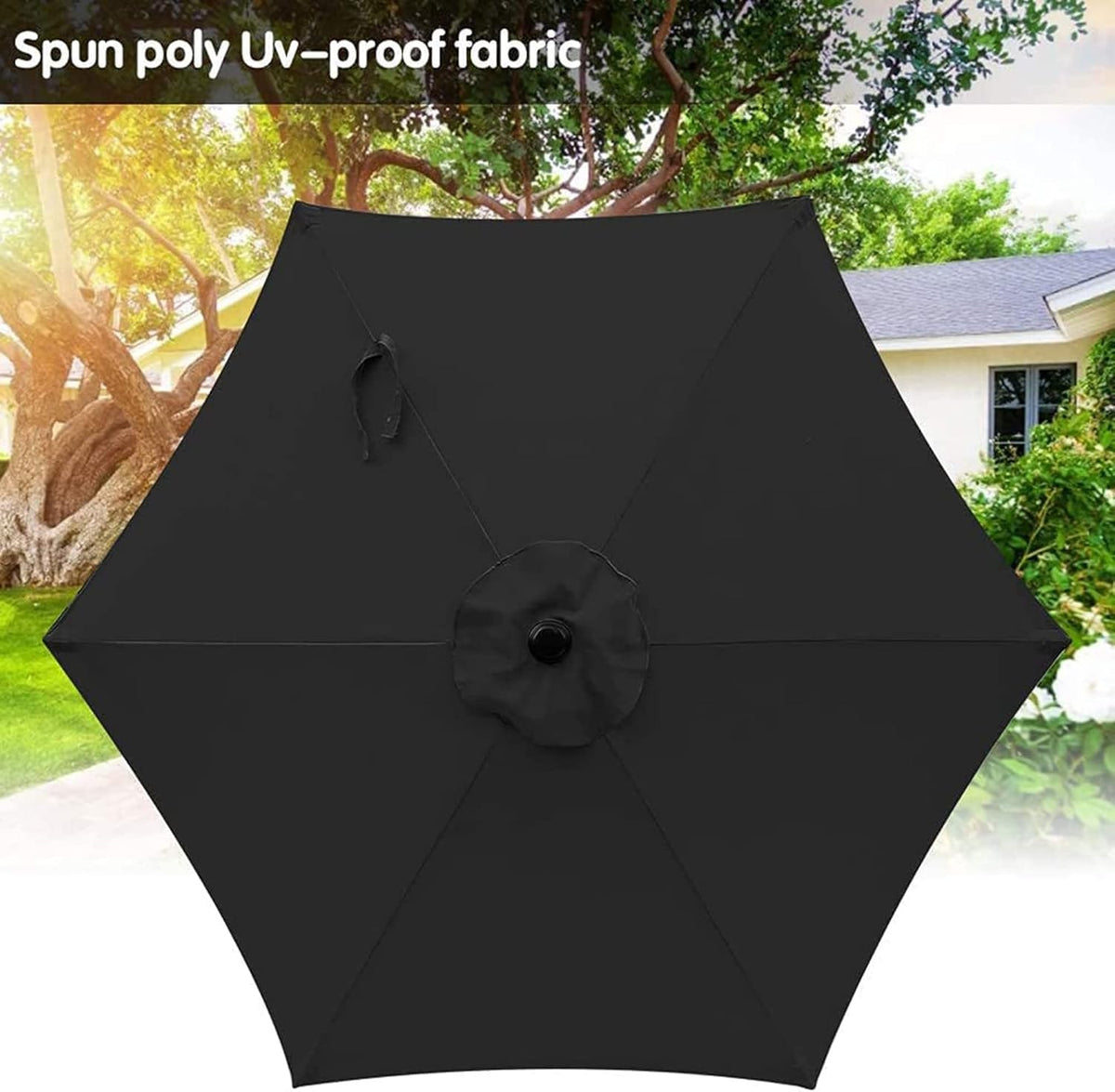 Aok Garden 7.5 ft Patio Umbrella Outdoor Market Umbrella Tilt Button and Crank 6 Ribs for Deck Lawn Pool& Backyard