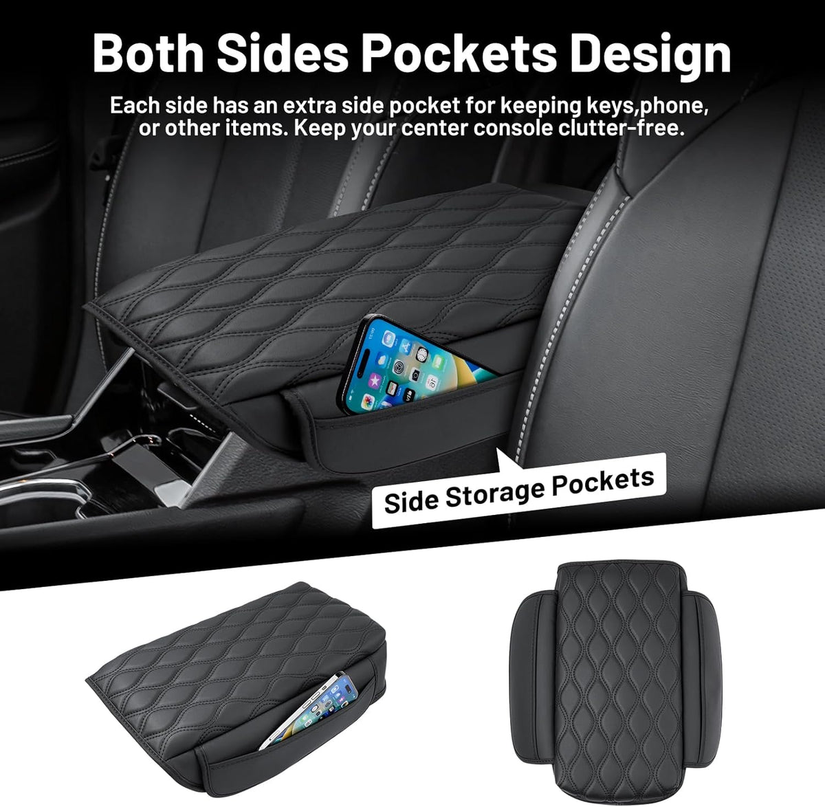 Autorder Center Console Cover for 2021-2025 2026 Jeep Grand Cherokee L Accessories Armrest Cushion Cover Nappa Leather Middle Console Covers Grand Cherokee L Console Cushion Pad Anti-Scratch
