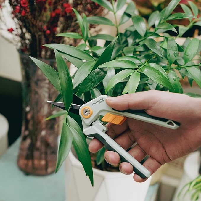 PrunePro Garden Scissors Pruning Shears Sharp Stainless Steel Non-Stick Teflon Coating Blade for Precise Cuts Garden Snip Bonsai Clippers for Plants Rose Flower 3 Pack