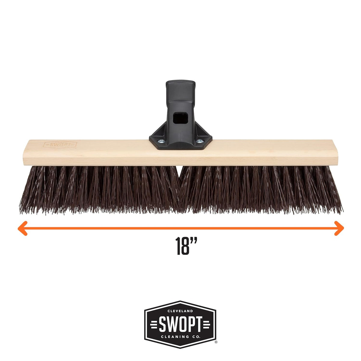 SWOPT 18" Premium Rough Surface Push Broom Head - Outdoor Broom for Driveways, Sidewalks, Patios - Interchangeable With All SWOPT Products for Efficient Cleaning & Storage