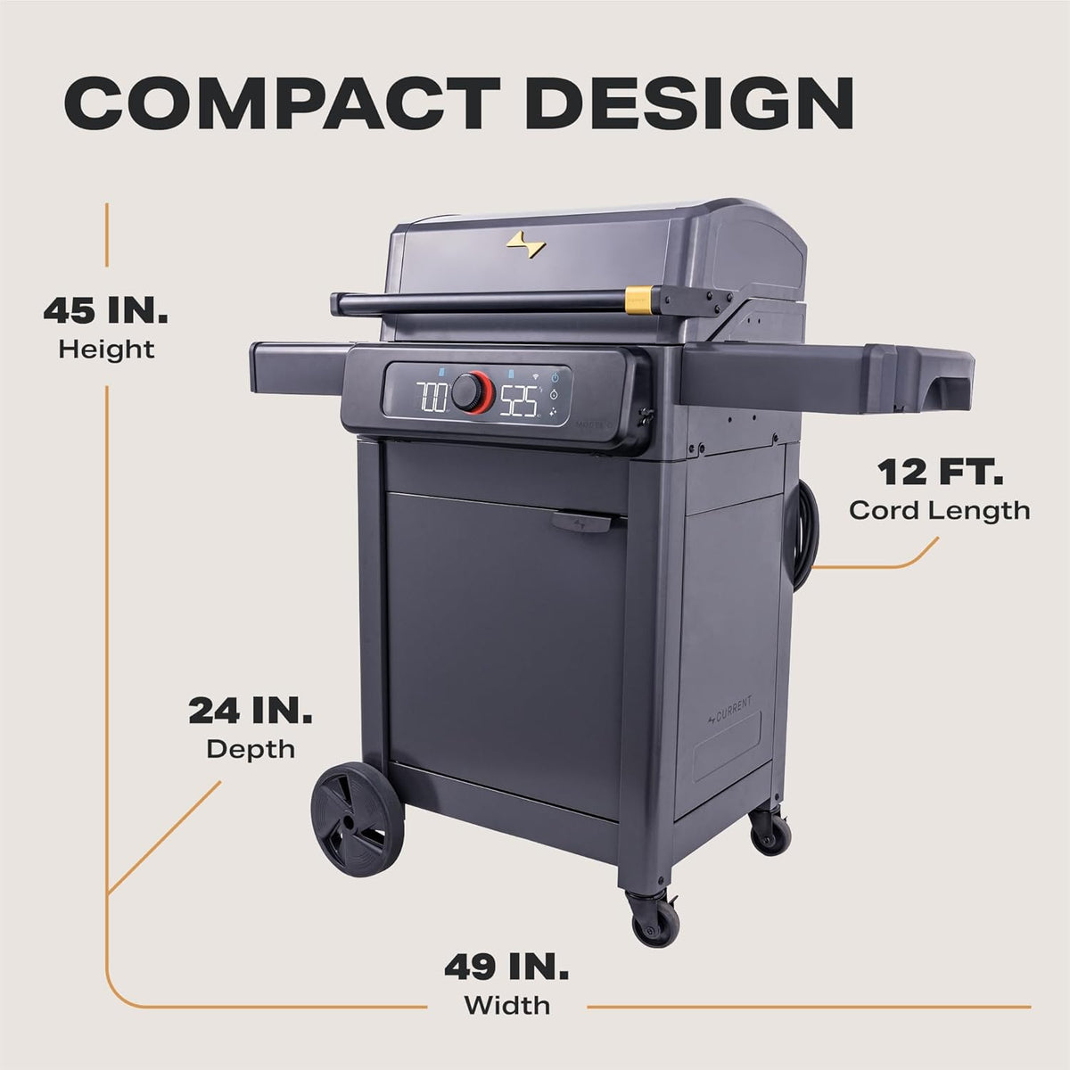 Current® Model G Dual Zone Grill, Smart Electric Outdoor Grill with 200°F to 700°F Range for Searing & Roasting, Digital Precision, Independent Heat Zones, Apartment-Friendly & Weather-Resistant