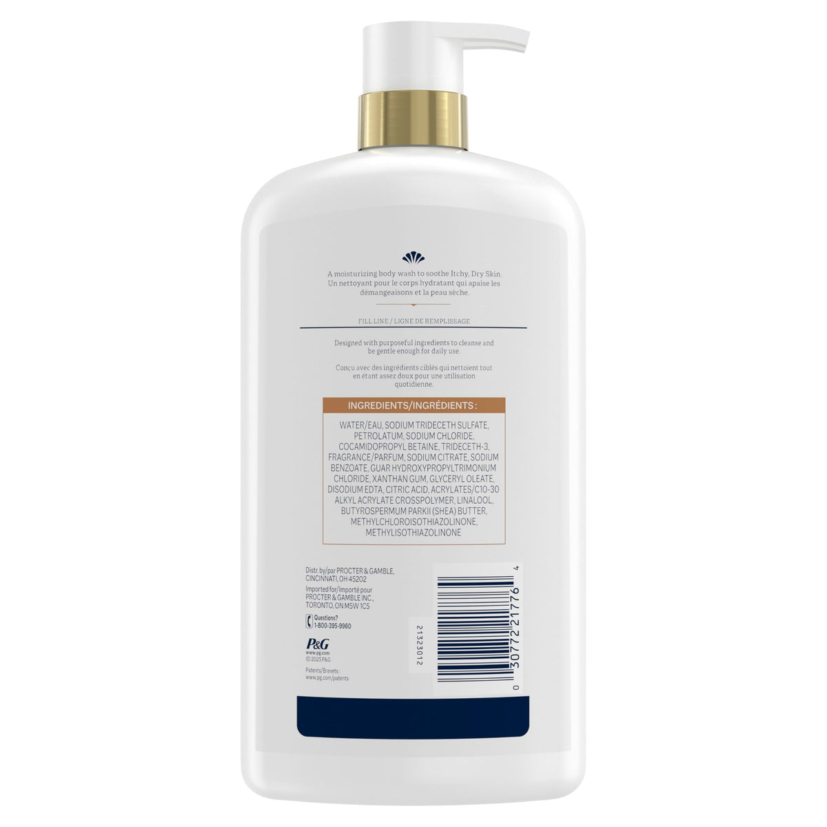 Ivory Deeply Moisturizing Body Wash, 24hr Nourishing Hydration, Soothes Itchy Dry Skin, Made with Shea Butter Blend, Free of Dyes Heavy Perfumes Parabens & Phthalates, Vanilla Scent, 27 oz
