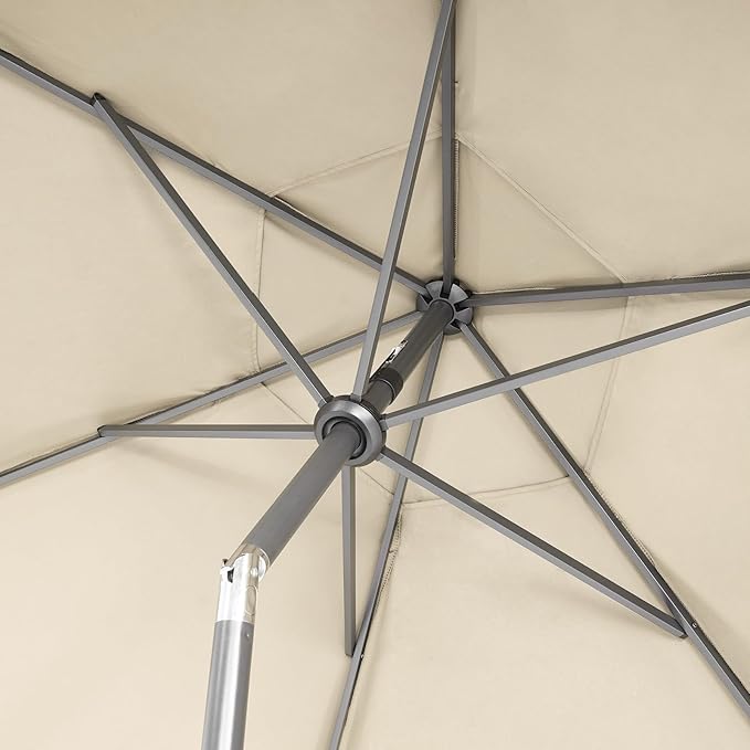 CROWN SHADES 9 Ft Patio Umbrella - Polyester Outdoor Umbrella with 30° Push Button Tilt, Patented Edge Connection Windproof Design for Patio, Pool, Garden & Table, UV Resistent