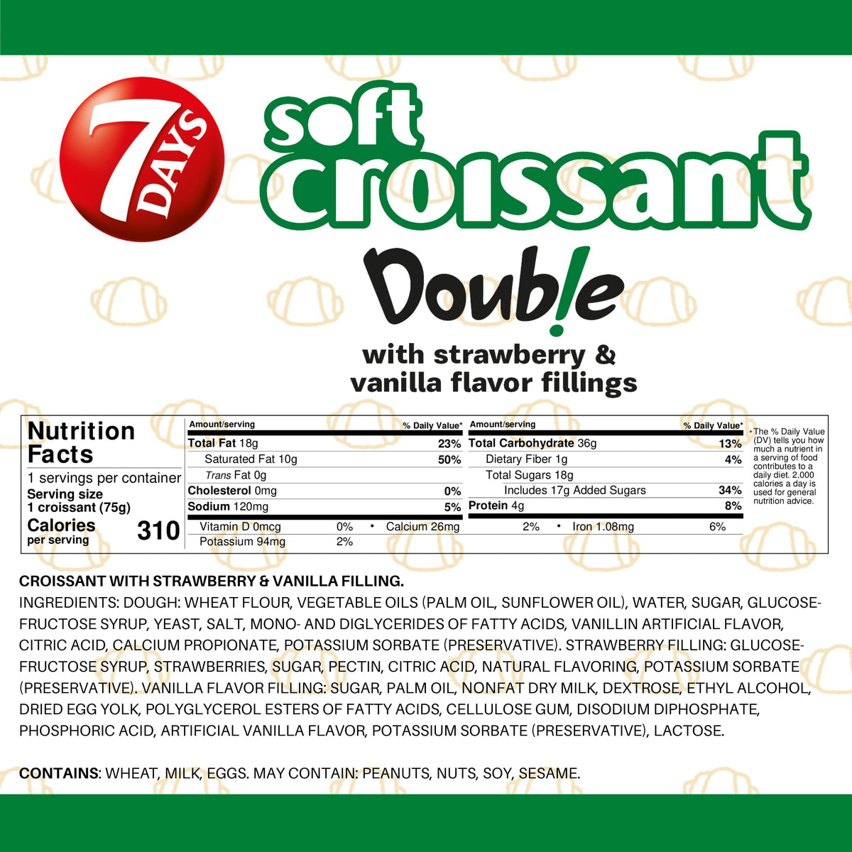 7 Days Soft Croissant Variety Pack (24 Count) – 12 Chocolate & 12 Strawberry Vanilla – Individually Wrapped On-The-Go