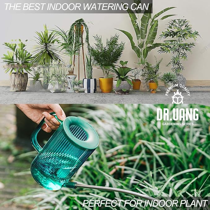 Small Watering Can Indoor Plants with Long Spout (1L, Emerald)