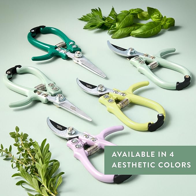 Modern Sprout Hand Pruners - Lightweight Pruning Shears W/Easy Lock- Gardening Scissors - Bypass Sharp Carbon Steel Blade - Rust Resistant - Garden Tools - Reusable Holster - Sage