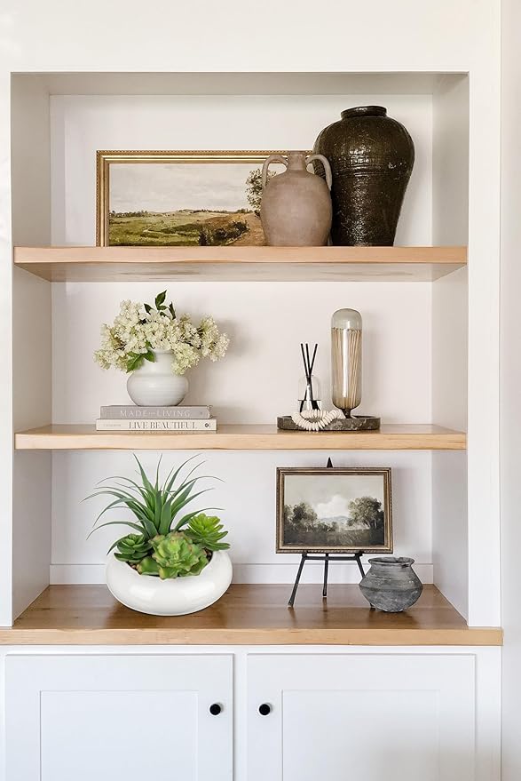 Large Artificial Succulents Plants Faux Succulents in Pots Fake Succulent Arrangement Potted Plants with White Ceramic Pot for Office Desk Bathroom Shelf Living Room Indoor & Outdoor Home Decor