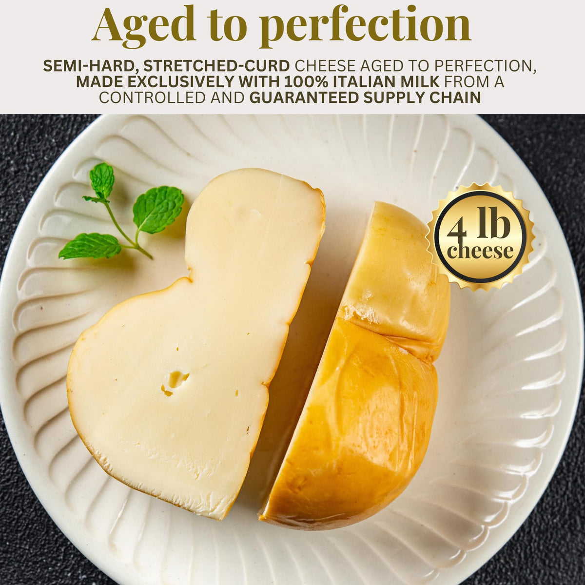 Caciocavallo Italian Cheese 1.9 kg (4 lb), Traditional Italian Product with Delicate Taste, Latteria Soresina, Made with 100% Italian Milk