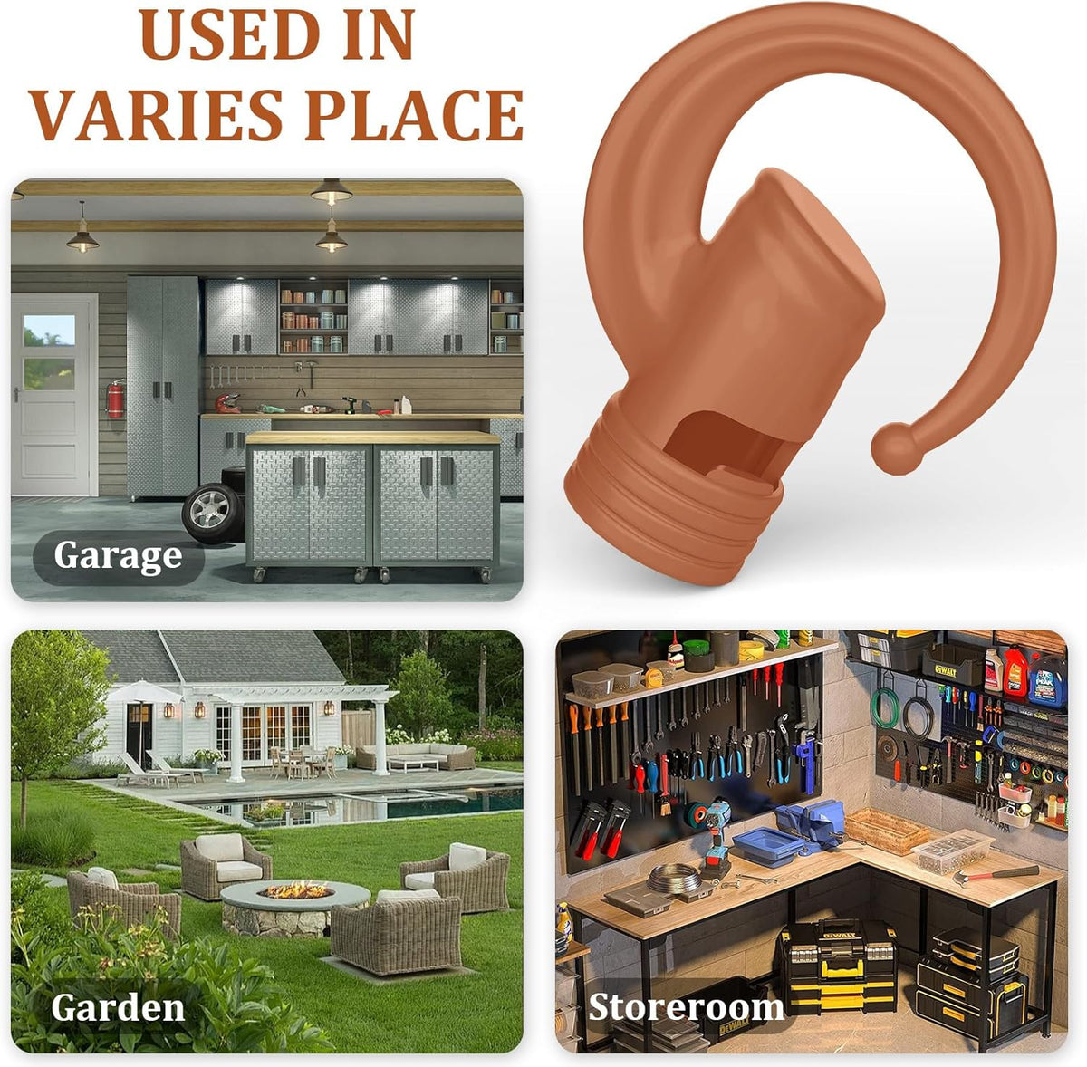 3 Pack Heavy Duty Garage Storage Hooks Shed Hooks Compatible with Stihl Kombi Attachments, Power Tool Holder Organizer Hangers for Grass Trimmer, Hedge Trimmer, Garage Wall, Garage Trimmer