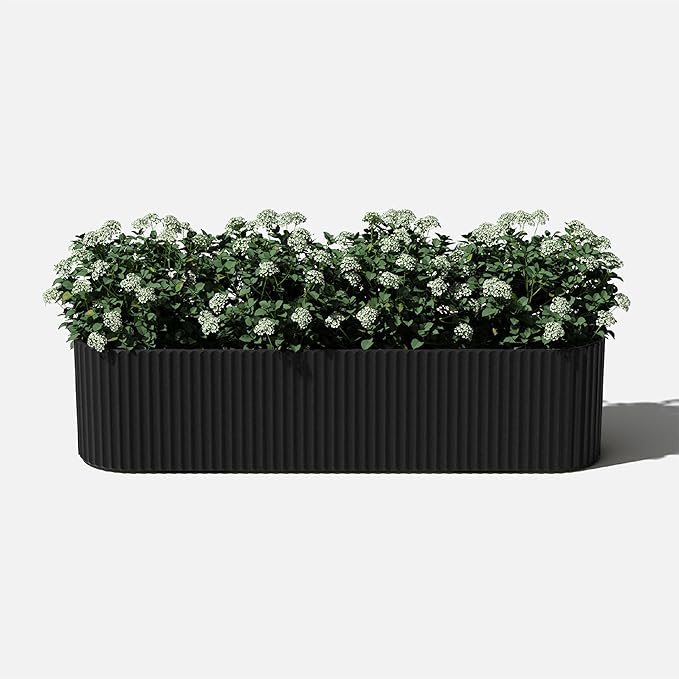 Veradek Demi Series Window Box Planter - Long Planter Box for Windowsill/Balcony | Durable Plastic-Stone Composite Material | Modern Décor for Flowers/Herbs