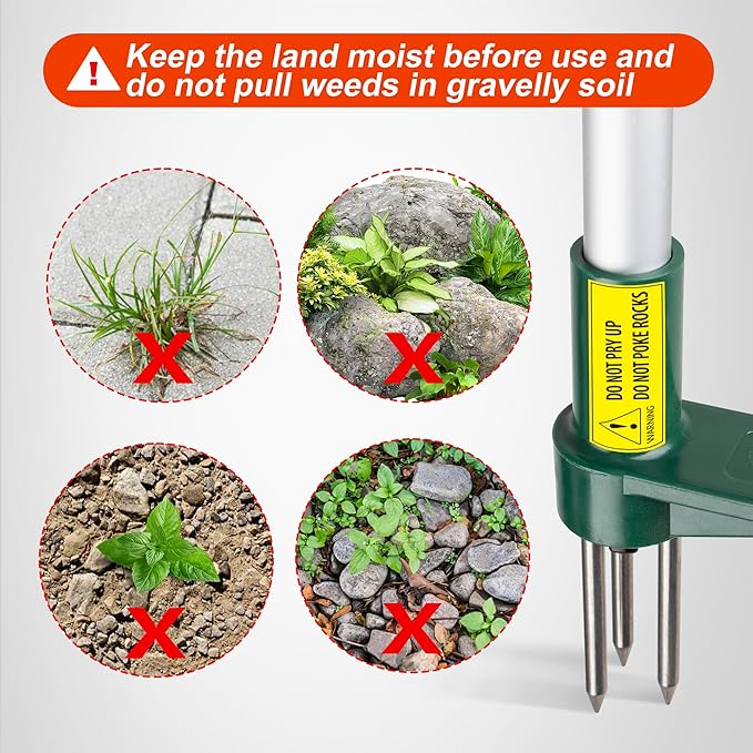 Walensee Weed Puller, Stand Up Weeder Hand Tool, Long Handle Garden Weeding Tool with 3 Claws, Hand Weed Hound Weed Puller for Dandelion, Standup Weed Root Pulling Tool and Picker, Grabber (1 Pack)