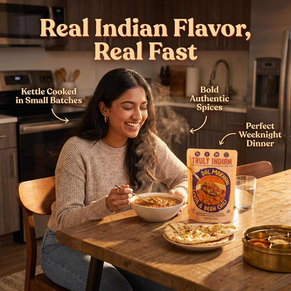 Truly Indian Entree Spc Lntl Bn Chili 10 oz (Pack of 6) - Truly Indian lentil entree - Chana Masala inspired frozen meal with Random Item - 7 Total