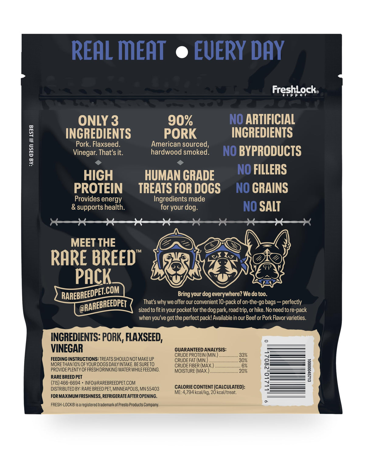 Rare Breed Real Meat Soft Pork Dog Treats - (12 Pack) 1 oz