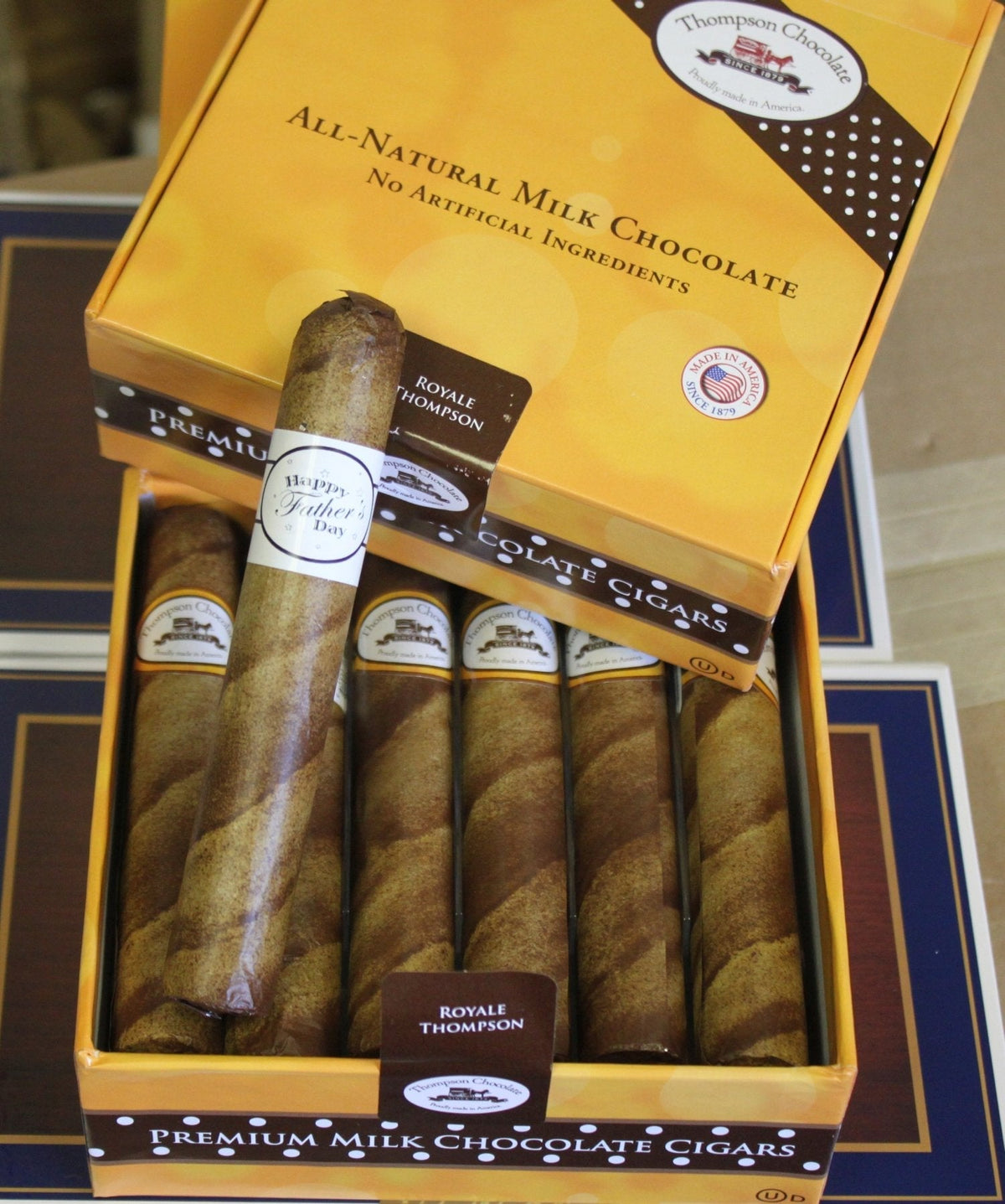 Father's Day Chocolate Cigars in a Fancy Cigar - Box of 12 Royale Father's Day Cigars