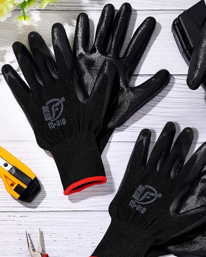 Nuogo 24 Pairs Gardening Gloves for Men Women Rubber Coated Landscaping Work Gloves Safety Work Construction