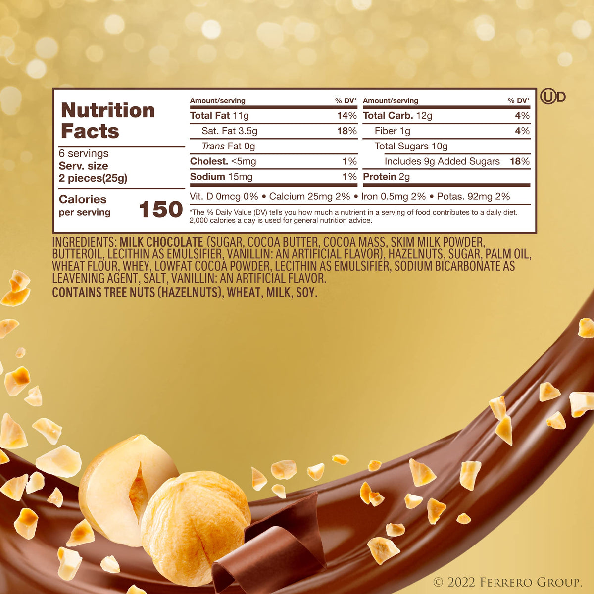 Ferrero Rocher, 12 Count, Premium Gourmet Milk Chocolate Hazelnut, Luxury Chocolate Holiday Gift, Individually Wrapped, 5.3 Oz