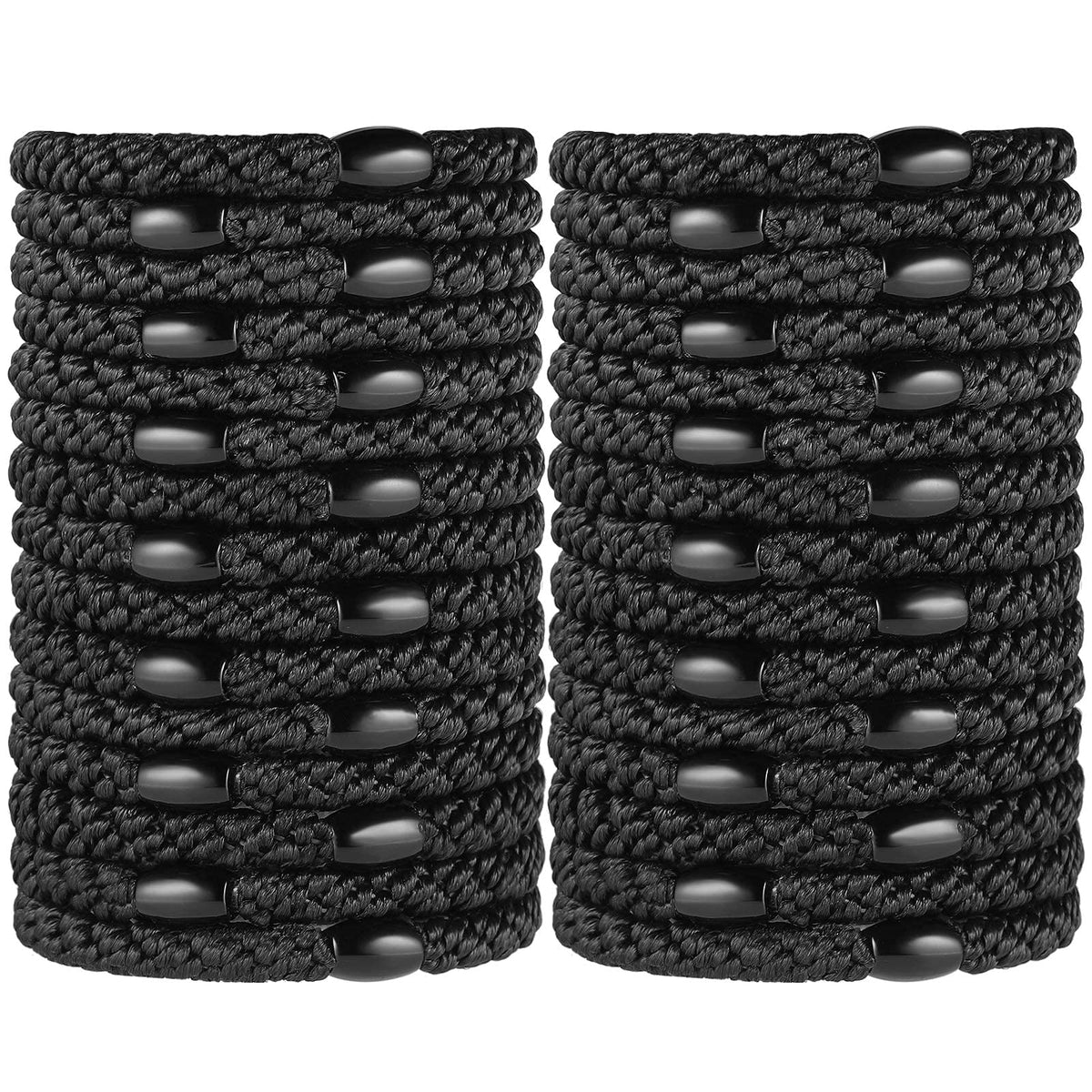Black Elastic Hair Ties For Women And Girls, Funtopia 30 Pcs No Metal No Slip Braided Ponytail Holders For Thick And Medium Hair
