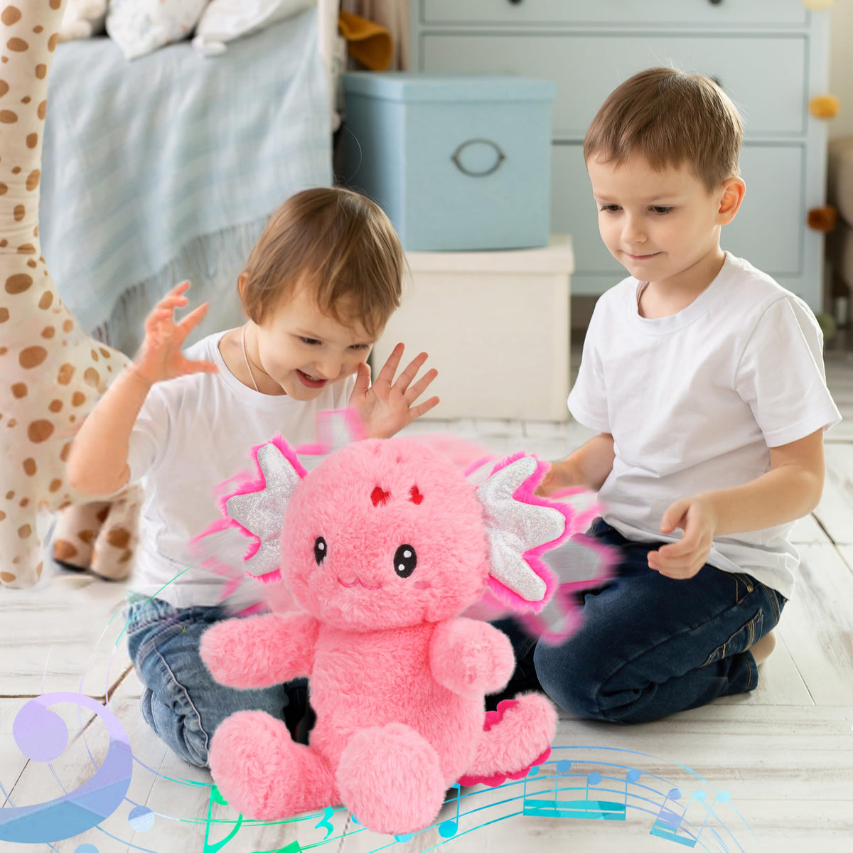 Cuteoy Talking Axolotl Musical Stuffed Animal Shaking Interactive Plush Toy