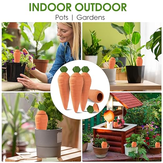 Terracotta Watering Spikes 4 Pcs – Eco Self‑Watering Stakes for Wine Bottles, Slow‑Release Watering System for House & Garden