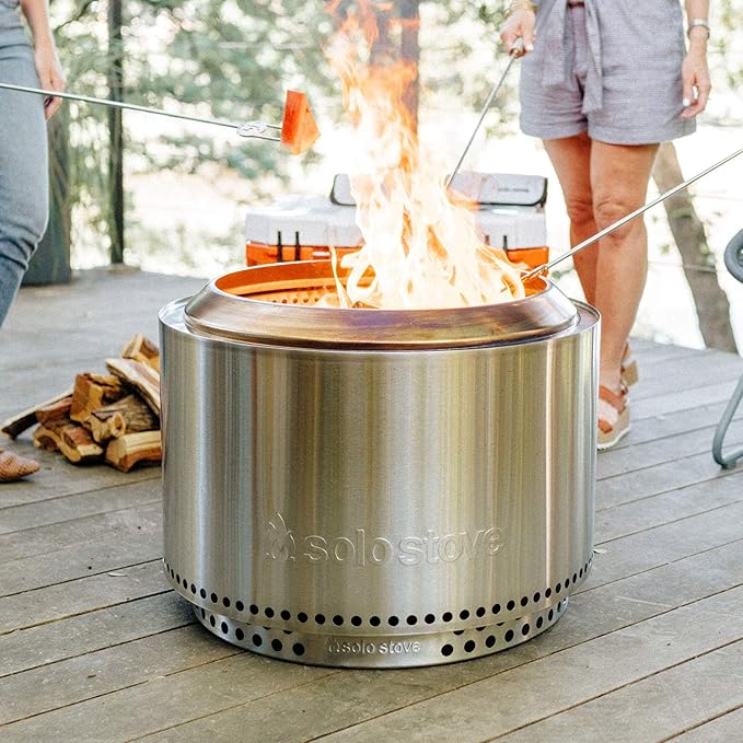 Solo Stove Yukon Essential Bundle | Portable Smokeless Fire Pit Stainless Steel for Wood Burning, Incl. Yukon Fire Pit, Lid and Stand, Diameter: 27in, Height: 19.8in, Weight: 40.35lbs