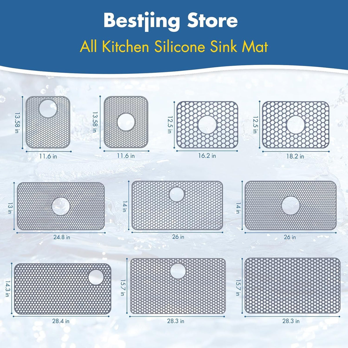 Bestjing Silicone Sink Protectors for Kitchen Sink-26"x 14" Rear Drain