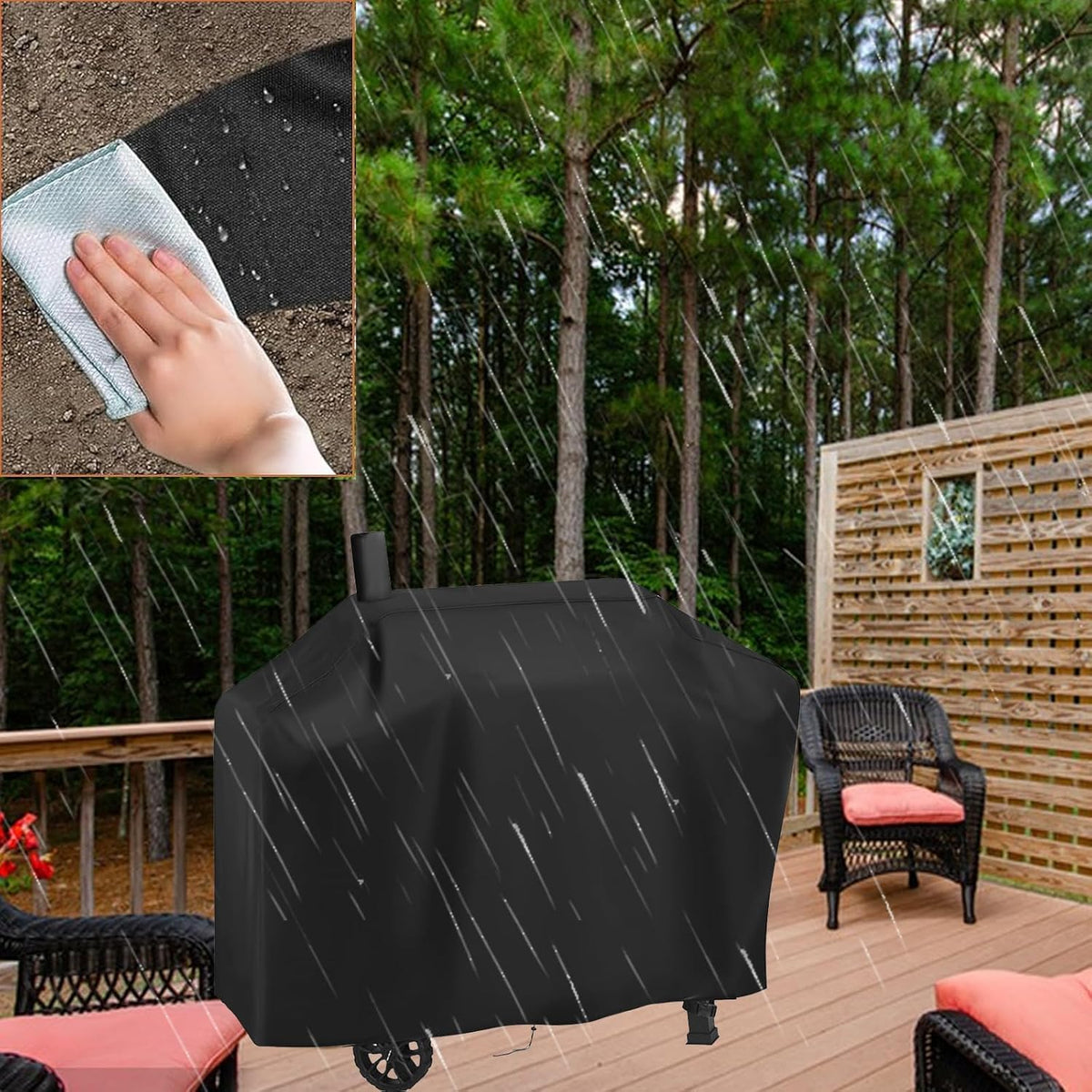 Grill Griddle Cover for Royal Gourmet 24-Inch Charcoal Grill CD1824EH-SC, Portable Gas BBQ Covers, Waterproof Outdoor Propane Grills Cover-22 D x 49" W x 41" H