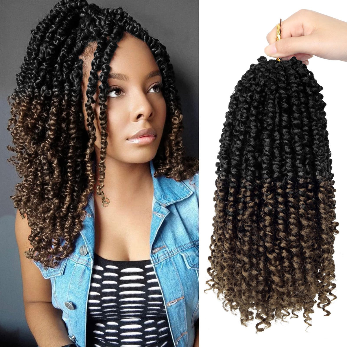 Bileaf 8 Packs Crochet Passion Twist Hair Pre Looped 12 Inch Twist Crochet Hair, Pre Twisted Passion Twist Crochet Hair For Croc