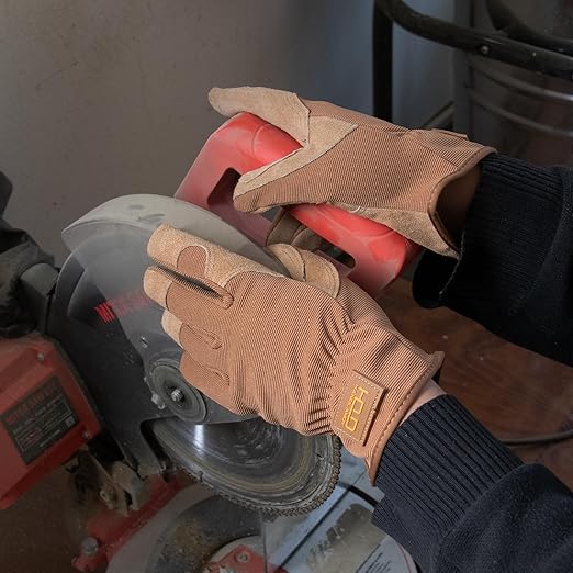 HLDD HANDLANDY 2 Pairs Leather Gardening Gloves for Men, Utility Work Gloves for Gardening, Yardwork, Construction, Mechanics, Great Garden Gifts for Men Women