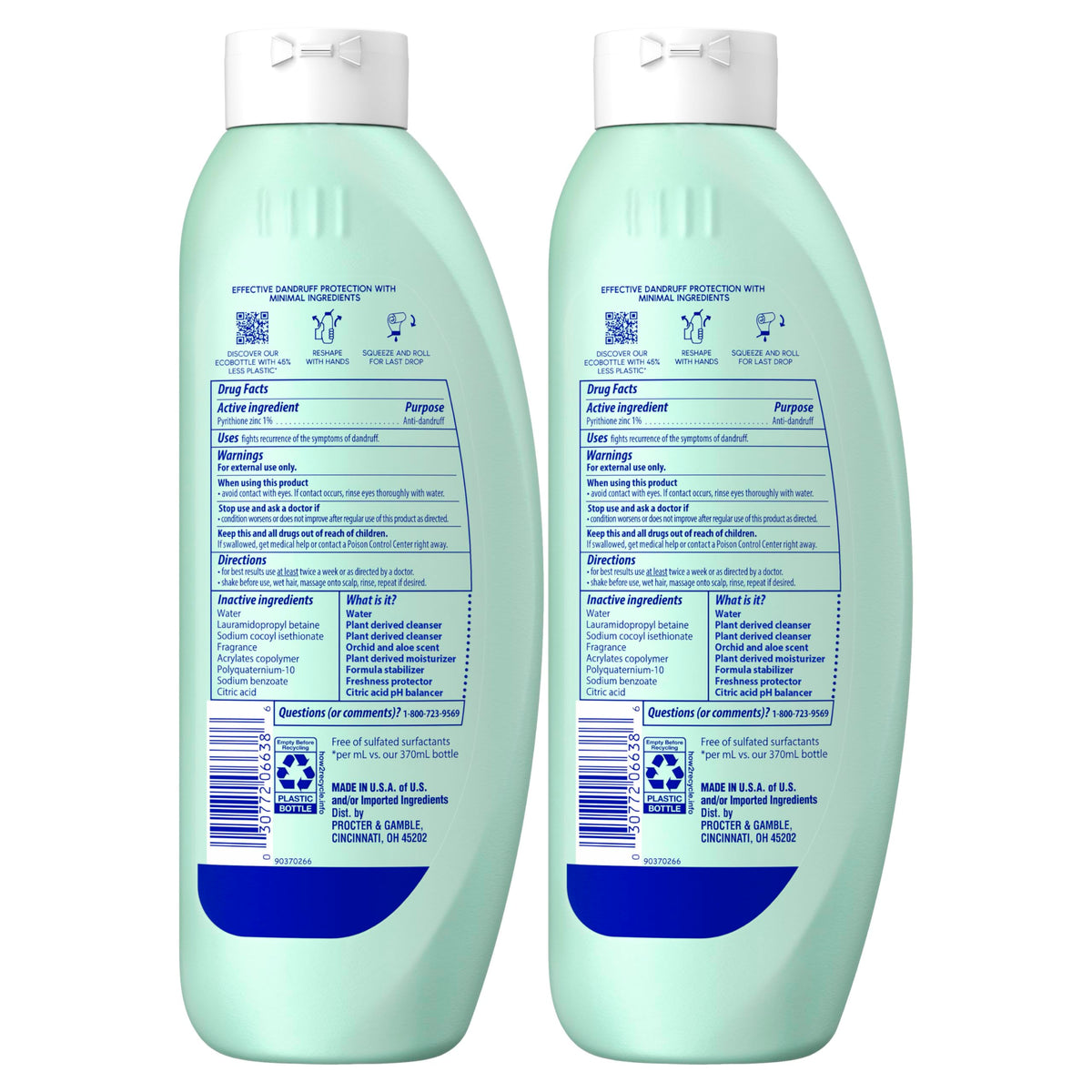 Head & Shoulders Anti-Dandruff Shampoo, BARE Soothing Hydration Twin Pack, 1% Pyrithione Zinc, Dry Scalp Relief, Free of Sulfates, Silicones, Dyes, 13.5 Fl Oz Each