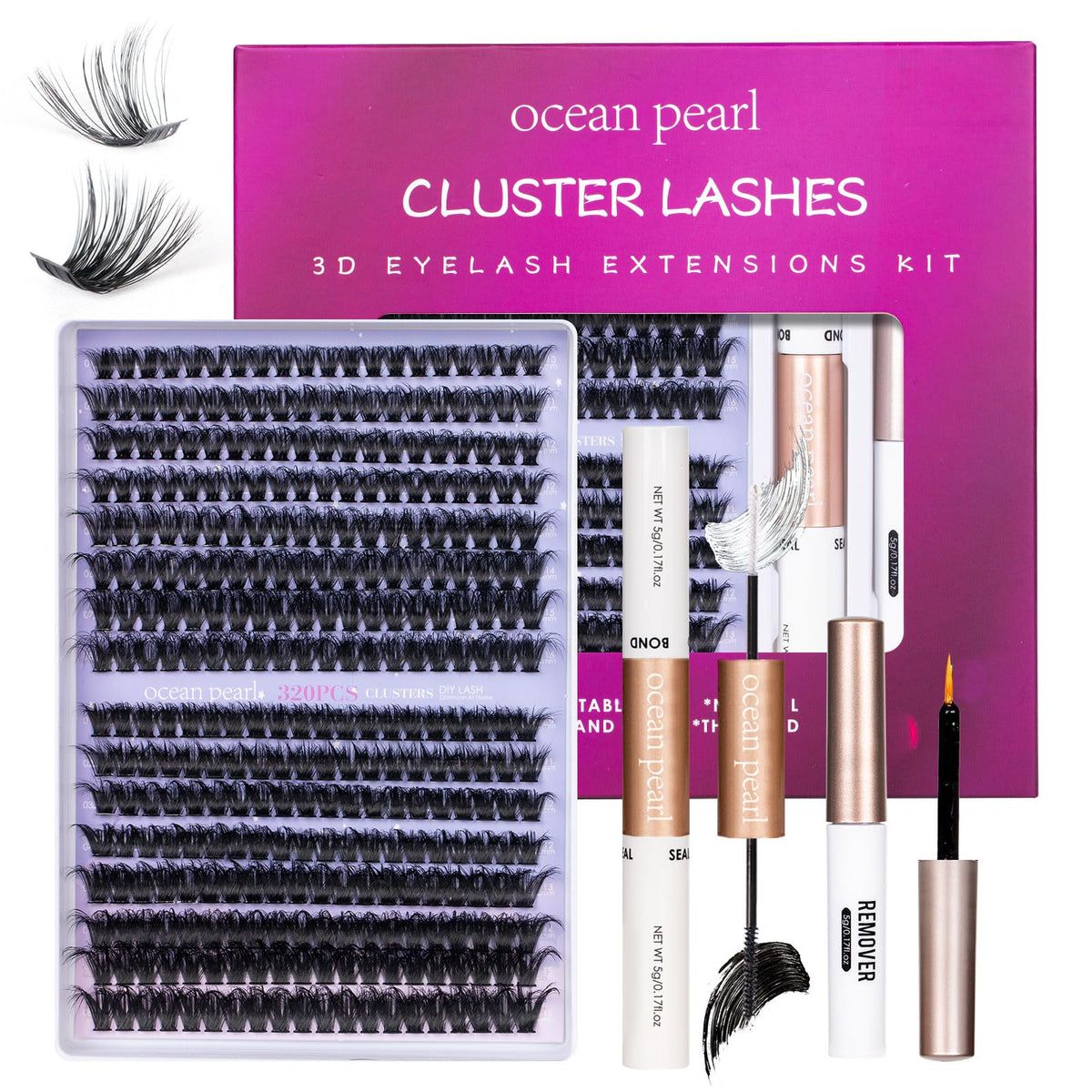 3D Thick Lash Extension Kit 320 Pcs Fluffy Lash Clusters 60D+80D 10-16Mm Eyelash Extension Kit Individual Lashes With Bond And S