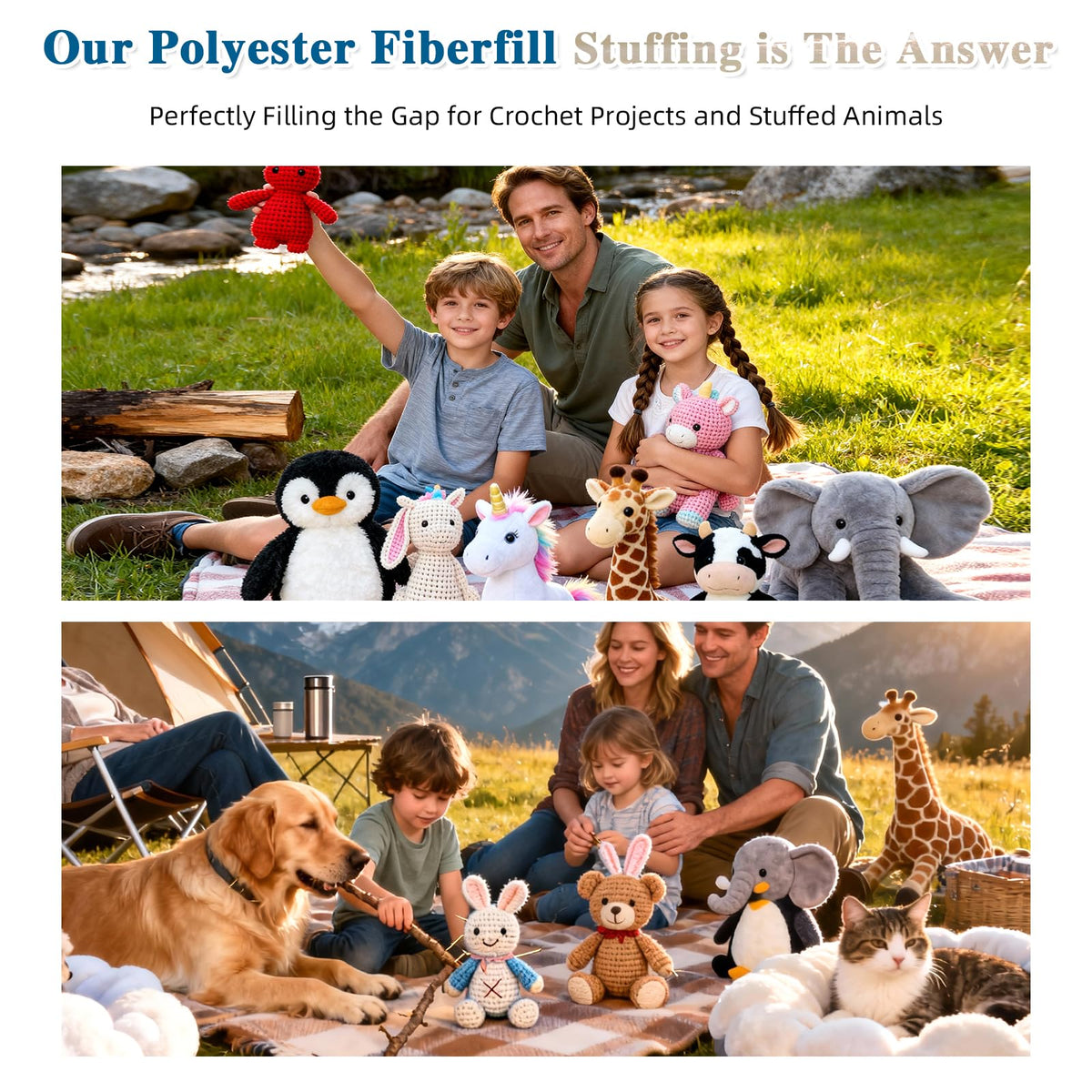 Jecqbor 4.4lbs/70.4oz Soft Polyfill Stuffing, Fluffy Pillow Stuffing Filling for Pillow, Couch Cushion, Cloud Project, Stuffed Animal, Craft, Clean Polyester Fiberfill for Crochet, Pet Bed, Plushies