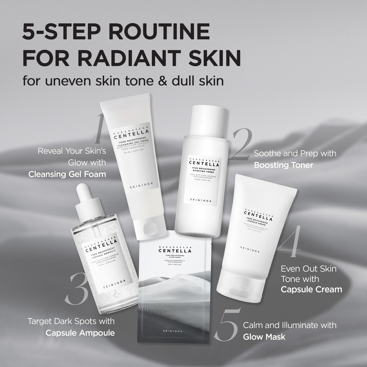 SKIN1004 Tone Balancing Cleansing Gel Foam, 125ml, Makeup Remover & Face Cleanser with Madagascar Centella Asiatica & MadeWhite, Korean Hydrating Gel Facial Cleanser, Korean Skincare
