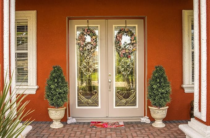 3FT Artificial Boxwood Bush Topiary Tree UV Resistance Rated with Spike. Easy to Push in The Ground.Plant Looks Great in a Planter Anywhere. Indoor/Outdoor Decor 2 Pack