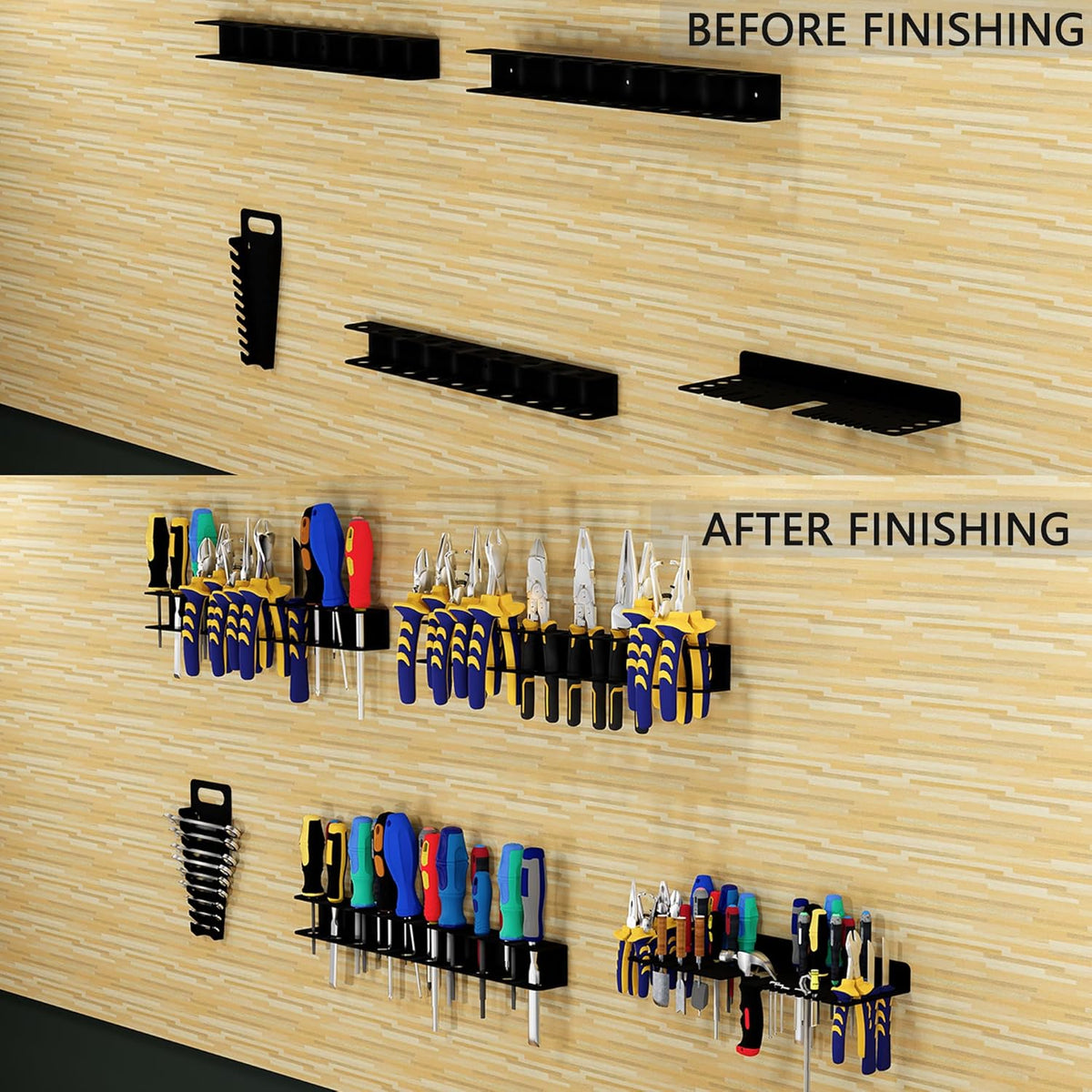 Screwdriver Organizer, Pliers Rack, Hammer Holder, Heavy Duty Wall Mounted Tool Storage Rack, Hand Tools Organizer, Metal Organizer for Garage Workshop, Garage Tool Organizer Wall Mount,15.75 Inch